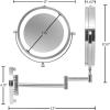 imageOVENTE 9quot Lighted Wall Mount Makeup Mirror with 1X7X Magnification Cordless Double Sided Magnifying Round Vanity Mirror 360 Swivel Design Extendable and Folding Arm Antique Bronze MFW85ABZ1X7XPolished Chrome