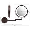 imageOVENTE 9quot Lighted Wall Mount Makeup Mirror with 1X7X Magnification Cordless Double Sided Magnifying Round Vanity Mirror 360 Swivel Design Extendable and Folding Arm Antique Bronze MFW85ABZ1X7XAntique Bronze