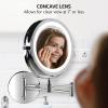 imageOVENTE 9quot Lighted Wall Mount Makeup Mirror with 1X7X Magnification Cordless Double Sided Magnifying Round Vanity Mirror 360 Swivel Design Extendable and Folding Arm Antique Bronze MFW85ABZ1X7XPolished Chrome