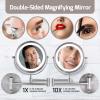 imageOVENTE 9quot Lighted Wall Mount Makeup Mirror with 1X7X Magnification Cordless Double Sided Magnifying Round Vanity Mirror 360 Swivel Design Extendable and Folding Arm Antique Bronze MFW85ABZ1X7XNickel Brushed