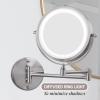 imageOVENTE 9quot Lighted Wall Mount Makeup Mirror with 1X7X Magnification Cordless Double Sided Magnifying Round Vanity Mirror 360 Swivel Design Extendable and Folding Arm Antique Bronze MFW85ABZ1X7XNickel Brushed