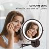 imageOVENTE 9quot Lighted Wall Mount Makeup Mirror with 1X7X Magnification Cordless Double Sided Magnifying Round Vanity Mirror 360 Swivel Design Extendable and Folding Arm Antique Bronze MFW85ABZ1X7XAntique Bronze