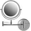imageOVENTE 9quot Lighted Wall Mount Makeup Mirror with 1X7X Magnification Cordless Double Sided Magnifying Round Vanity Mirror 360 Swivel Design Extendable and Folding Arm Antique Bronze MFW85ABZ1X7XPolished Chrome