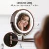 imageOVENTE 9quot Lighted Wall Mount Makeup Mirror with 1X7X Magnification Cordless Double Sided Magnifying Round Vanity Mirror 360 Swivel Design Extendable and Folding Arm Antique Bronze MFW85ABZ1X7XAntique Bronze