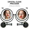 imageOVENTE 9quot Lighted Wall Mount Makeup Mirror with 1X7X Magnification Double Sided Magnifying Vanity Mirror LED Glow Light 360 Swivel Design Extendable ampamp Folding Arm Polished Chrome MPWD3185CH1X7XOil Rubbed Bronze