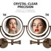 imageOVENTE 9quot Lighted Wall Mount Makeup Mirror with 1X7X Magnification Double Sided Magnifying Vanity Mirror LED Glow Light 360 Swivel Design Extendable ampamp Folding Arm Polished Chrome MPWD3185CH1X7XAntique Brass