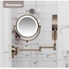 imageOVENTE 9quot Lighted Wall Mount Makeup Mirror with 1X7X Magnification Double Sided Magnifying Vanity Mirror LED Glow Light 360 Swivel Design Extendable ampamp Folding Arm Polished Chrome MPWD3185CH1X7XAntique Brass