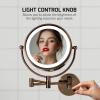 imageOVENTE 9quot Lighted Wall Mount Makeup Mirror with 1X7X Magnification Double Sided Magnifying Vanity Mirror LED Glow Light 360 Swivel Design Extendable ampamp Folding Arm Polished Chrome MPWD3185CH1X7XAntique Brass