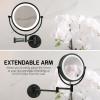 imageOVENTE 9quot Lighted Wall Mount Makeup Mirror with 1X7X Magnification Double Sided Magnifying Vanity Mirror LED Glow Light 360 Swivel Design Extendable ampamp Folding Arm Polished Chrome MPWD3185CH1X7XOil Rubbed Bronze
