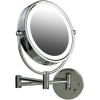 imageOVENTE 9quot Lighted Wall Mount Makeup Mirror with 1X7X Magnification Double Sided Magnifying Vanity Mirror LED Glow Light 360 Swivel Design Extendable ampamp Folding Arm Polished Chrome MPWD3185CH1X7XPolished Chrome