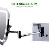 imageOVENTE 9quot Lighted Wall Mount Makeup Mirror with 1X7X Magnification Double Sided Magnifying Vanity Mirror LED Glow Light 360 Swivel Design Extendable ampamp Folding Arm Polished Chrome MPWD3185CH1X7XPolished Chrome