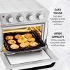imageOVENTE Air Fryer Toaster Oven Combo 26 Qt Stainless Steel Countertop Convection Oven with 1700W Power and Free Accessories Perfect for Pizza Roast Bake Toast and Broil Silver OFM2025BR
