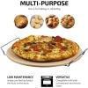 imageOVENTE Ceramic Flat 13 Inch Pizza Stone Set with Crust Cutter Wheel ampamp Metal RackHandle Compact Easy Storage Portable Baking Grilling Stone Thermal Shock Resistance for Oven Grill BBQ Beige BW10132