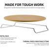 imageOVENTE Ceramic Flat 13 Inch Pizza Stone Set with Crust Cutter Wheel ampamp Metal RackHandle Compact Easy Storage Portable Baking Grilling Stone Thermal Shock Resistance for Oven Grill BBQ Beige BW10132