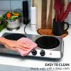 imageOVENTE Countertop Infrared Double Burner 1700W Electric Hot Plate and Portable Stove with 775quot and 675quot Ceramic Glass Cooktop 5 Level Temperature Setting and Easy to Clean Base Black BGI102BBGI102S  Silver