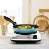 imageOVENTE Countertop Infrared Double Burner 1700W Electric Hot Plate and Portable Stove with 775quot and 675quot Ceramic Glass Cooktop 5 Level Temperature Setting and Easy to Clean Base Black BGI102BBGI101S  Silver