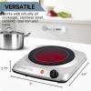 imageOVENTE Countertop Infrared Double Burner 1700W Electric Hot Plate and Portable Stove with 775quot and 675quot Ceramic Glass Cooktop 5 Level Temperature Setting and Easy to Clean Base Black BGI102BBGI101S  Silver