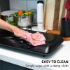 imageOVENTE Countertop Infrared Double Burner 1700W Electric Hot Plate and Portable Stove with 775quot and 675quot Ceramic Glass Cooktop 5 Level Temperature Setting and Easy to Clean Base Black BGI102BBGI102B  Black