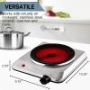 imageOVENTE Countertop Infrared Double Burner 1700W Electric Hot Plate and Portable Stove with 775quot and 675quot Ceramic Glass Cooktop 5 Level Temperature Setting and Easy to Clean Base Black BGI102BBGI201S  Silver