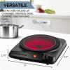 imageOVENTE Countertop Infrared Double Burner 1700W Electric Hot Plate and Portable Stove with 775quot and 675quot Ceramic Glass Cooktop 5 Level Temperature Setting and Easy to Clean Base Black BGI102BBGI101B  Black