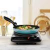 imageOVENTE Countertop Infrared Double Burner 1700W Electric Hot Plate and Portable Stove with 775quot and 675quot Ceramic Glass Cooktop 5 Level Temperature Setting and Easy to Clean Base Black BGI102BBGI101B  Black