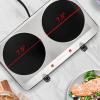 imageOVENTE Countertop Infrared Double Burner 1700W Electric Hot Plate and Portable Stove with 775quot and 675quot Ceramic Glass Cooktop 5 Level Temperature Setting and Easy to Clean Base Black BGI102BBGI202S  Silver
