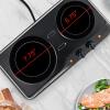 imageOVENTE Countertop Infrared Double Burner 1700W Electric Hot Plate and Portable Stove with 775quot and 675quot Ceramic Glass Cooktop 5 Level Temperature Setting and Easy to Clean Base Black BGI102BBGI102B  Black