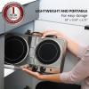 imageOVENTE Countertop Infrared Double Burner 1700W Electric Hot Plate and Portable Stove with 775quot and 675quot Ceramic Glass Cooktop 5 Level Temperature Setting and Easy to Clean Base Black BGI102BBGI102S  Silver