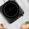 imageOVENTE Countertop Infrared Double Burner 1700W Electric Hot Plate and Portable Stove with 775quot and 675quot Ceramic Glass Cooktop 5 Level Temperature Setting and Easy to Clean Base Black BGI102BBGI101B  Black