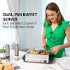 imageOVENTE Electric Buffet Server and Food Warmer with Temperature Control Perfect for Parties Dinners and Entertaining Two 15 Quart Chafing Dish Set with Stainless Steel Warming Tray Silver FW152S2 Chafing Pan  Silver