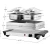 imageOVENTE Electric Buffet Server and Food Warmer with Temperature Control Perfect for Parties Dinners and Entertaining Two 15 Quart Chafing Dish Set with Stainless Steel Warming Tray Silver FW152S2 Chafing Pan  Silver