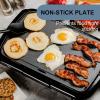 imageOVENTE Electric Griddle with 16 x 10 Inch Flat NonStick Cooking Surface Adjustable Thermostat Essential Indoor Grill for Instant Breakfast Pancakes Burgers Eggs Black GD1610BBlack