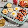 imageOVENTE Electric Griddle with 16 x 10 Inch Flat NonStick Cooking Surface Adjustable Thermostat Essential Indoor Grill for Instant Breakfast Pancakes Burgers Eggs Black GD1610BBlue