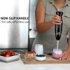 imageOVENTE Electric Immersion Hand Blender 300 Watt 2 Mixing Speed with Stainless Steel Blades Powerful Portable Easy Control Grip Stick Mixer Perfect for Smoothies Puree Baby Food ampamp Soup Red HS560RBlack