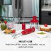 imageOVENTE Electric Immersion Hand Blender 300 Watt 2 Mixing Speed with Stainless Steel Blades Powerful Portable Easy Control Grip Stick Mixer Perfect for Smoothies Puree Baby Food ampamp Soup Red HS560RWith Attachment  Red