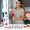 imageOVENTE Electric Immersion Hand Blender 300 Watt 2 Mixing Speed with Stainless Steel Blades Powerful Portable Easy Control Grip Stick Mixer Perfect for Smoothies Puree Baby Food ampamp Soup Red HS560RWith Attachment  Red