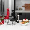 imageOVENTE Electric Immersion Hand Blender 300 Watt 2 Mixing Speed with Stainless Steel Blades Powerful Portable Easy Control Grip Stick Mixer Perfect for Smoothies Puree Baby Food ampamp Soup Red HS560RWith Attachment  Red