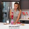 imageOVENTE Electric Immersion Hand Blender 300 Watt 2 Mixing Speed with Stainless Steel Blades Powerful Portable Easy Control Grip Stick Mixer Perfect for Smoothies Puree Baby Food ampamp Soup Red HS560RWith Attachment  Red