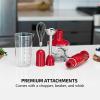 imageOVENTE Electric Immersion Hand Blender 300 Watt 2 Mixing Speed with Stainless Steel Blades Powerful Portable Easy Control Grip Stick Mixer Perfect for Smoothies Puree Baby Food ampamp Soup Red HS560RWith Attachment  Red