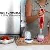 imageOVENTE Electric Immersion Hand Blender 300 Watt 2 Mixing Speed with Stainless Steel Blades Powerful Portable Easy Control Grip Stick Mixer Perfect for Smoothies Puree Baby Food ampamp Soup Red HS560RRed