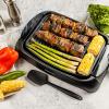 imageOVENTE Electric Indoor Grill with 13x10 Inch NonStick Cooking Surface 1000W Fast Heat Up Power Adjustable Temperature Removable and Dishwasher Safe Grilling Plate and Drip Tray Black GD1632NLBGD1632NLB