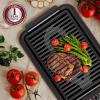 imageOVENTE Electric Indoor Grill with 13x10 Inch NonStick Cooking Surface 1000W Fast Heat Up Power Adjustable Temperature Removable and Dishwasher Safe Grilling Plate and Drip Tray Black GD1632NLBGD1510NLB