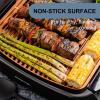 imageOVENTE Electric Indoor Grill with 13x10 Inch NonStick Cooking Surface 1000W Fast Heat Up Power Adjustable Temperature Removable and Dishwasher Safe Grilling Plate and Drip Tray Black GD1632NLBGD1632NLCO