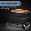 imageOVENTE Electric Indoor Grill with 13x10 Inch NonStick Cooking Surface 1000W Fast Heat Up Power Adjustable Temperature Removable and Dishwasher Safe Grilling Plate and Drip Tray Black GD1632NLBGD1632NLCO