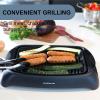 imageOVENTE Electric Indoor Grill with 13x10 Inch NonStick Cooking Surface 1000W Fast Heat Up Power Adjustable Temperature Removable and Dishwasher Safe Grilling Plate and Drip Tray Black GD1632NLBGD1632NLB