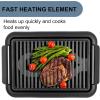 imageOVENTE Electric Indoor Grill with 13x10 Inch NonStick Cooking Surface 1000W Fast Heat Up Power Adjustable Temperature Removable and Dishwasher Safe Grilling Plate and Drip Tray Black GD1632NLBGD1510NLB