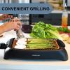 imageOVENTE Electric Indoor Grill with 13x10 Inch NonStick Cooking Surface 1000W Fast Heat Up Power Adjustable Temperature Removable and Dishwasher Safe Grilling Plate and Drip Tray Black GD1632NLBGD1632NLCO