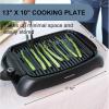 imageOVENTE Electric Indoor Grill with 13x10 Inch NonStick Cooking Surface 1000W Fast Heat Up Power Adjustable Temperature Removable and Dishwasher Safe Grilling Plate and Drip Tray Black GD1632NLBGD1632NLB