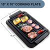 imageOVENTE Electric Indoor Grill with 13x10 Inch NonStick Cooking Surface 1000W Fast Heat Up Power Adjustable Temperature Removable and Dishwasher Safe Grilling Plate and Drip Tray Black GD1632NLBGD1510NLB