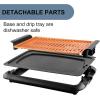 imageOVENTE Electric Indoor Grill with 13x10 Inch NonStick Cooking Surface 1000W Fast Heat Up Power Adjustable Temperature Removable and Dishwasher Safe Grilling Plate and Drip Tray Black GD1632NLBGD1510NLCO